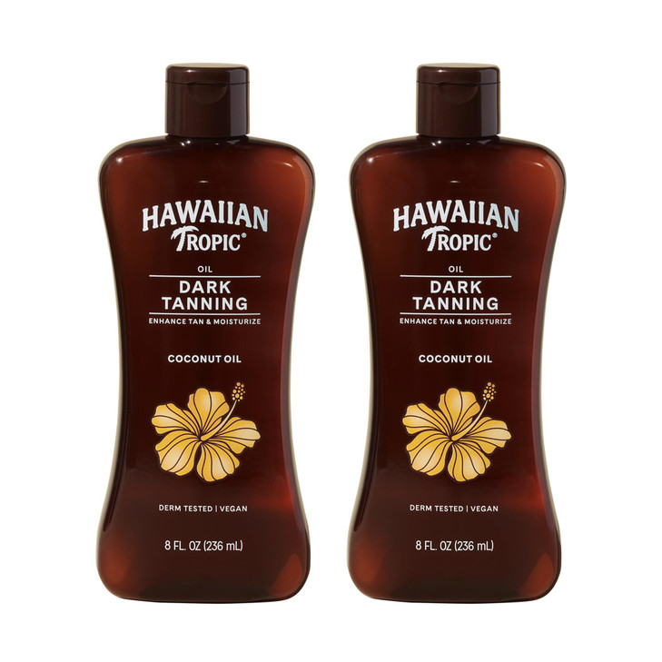 Hawaiian Tropic Dark Tanning Oil 8 Fl Oz Moisturizing Body Oil with Cocoa Butter Tan Enhancer 8 Fl Oz each Twin Pack