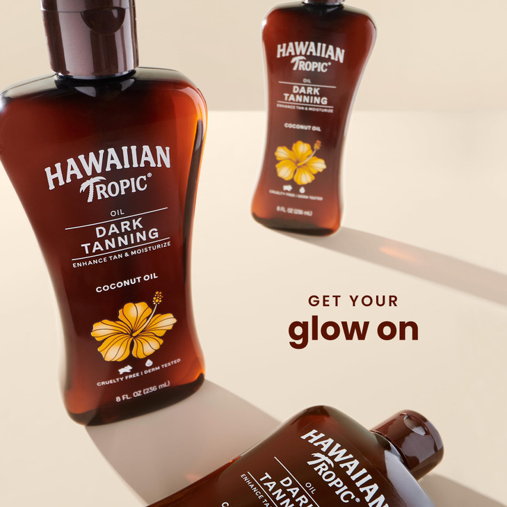Hawaiian Tropic Dark Tanning Oil 8 Fl Oz Moisturizing Body Oil with Cocoa Butter Tan Enhancer 8 Fl Oz each Twin Pack