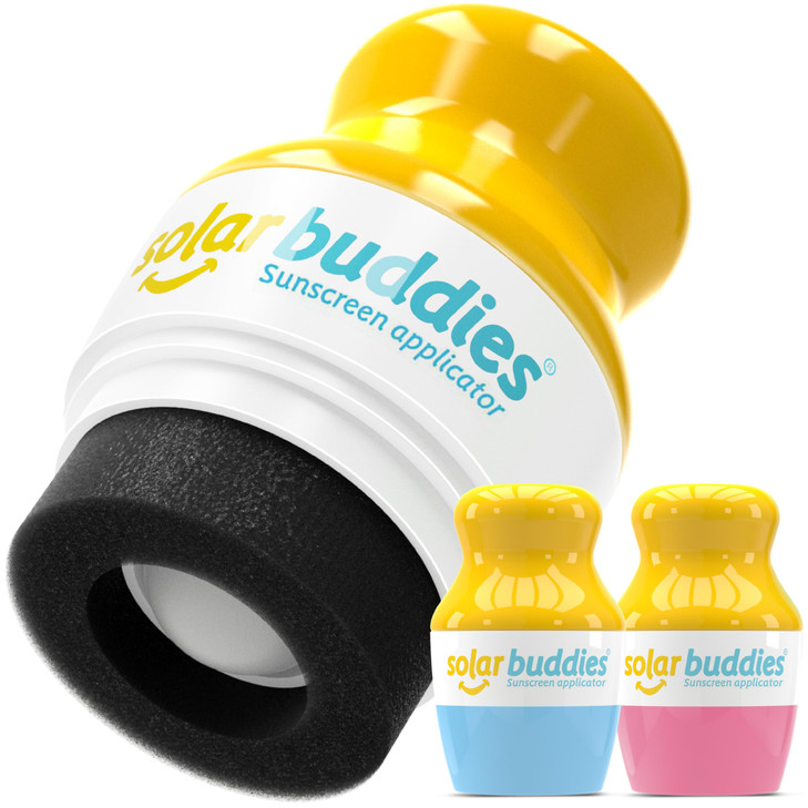 Solar Buddies Sunscreen Applicator Blue Pink Duo BPAFree Refillable Roll on Sponge Sunscreen Suncream Lotion Applicator