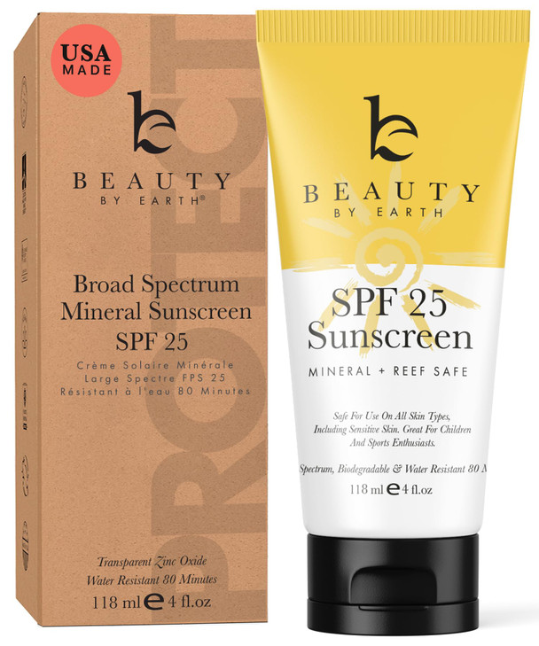 Mineral Sunscreen SPF 25 USA Made Zinc Oxide Baby Kids Sunscreen Reef Friendly Sun Screen With Natural Organic Ingredien