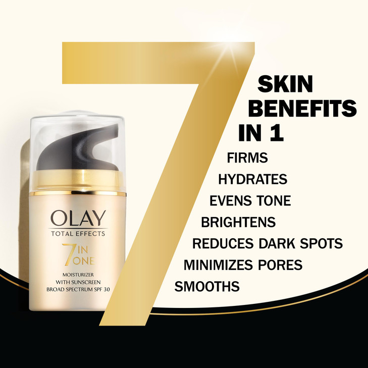 Olay Facial Moisturizing Lotion SPF 30 Total Effects for Dry Skin 7 Benefits including Minimize Pores AntiAging 17 oz