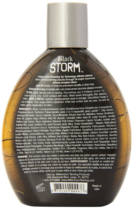 Millennium Tanning Black Storm 60x Tanning Lotion AutoDarkening Tan Technology Extreme Silicone Bronzer for Indoor and O