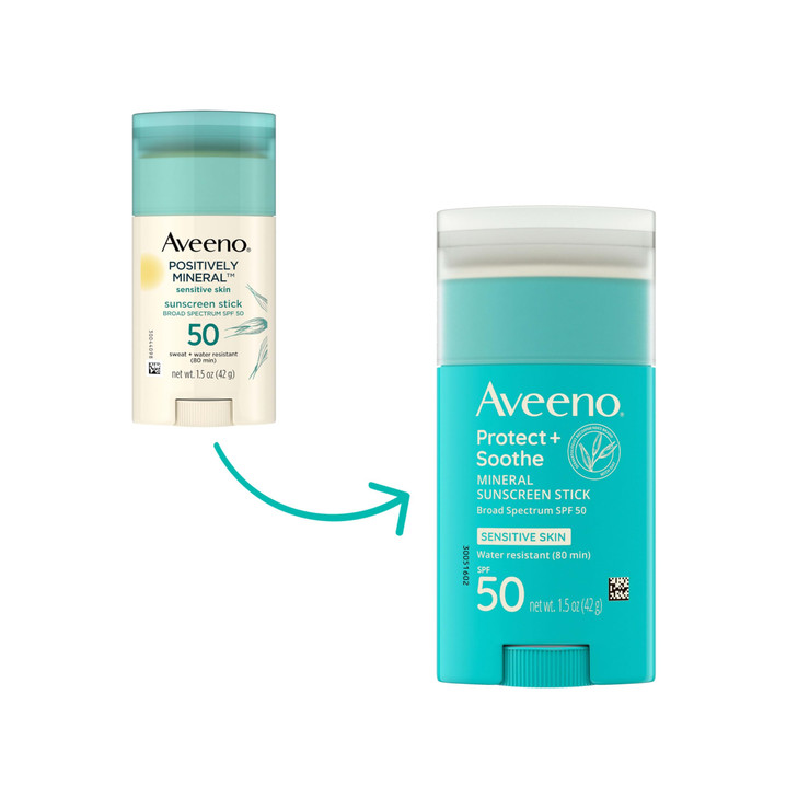 Aveeno Protect Soothe Mineral Sunscreen Stick for Sensitive Skin SPF 50 WaterResistant for 80 minutes Face Body Sunscree