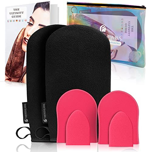 Ultimitt Double Self Tanning Applicator Mitts Set Reusable StreakFree Bronzing Sunless Tan Application Gloves Indoor Fak