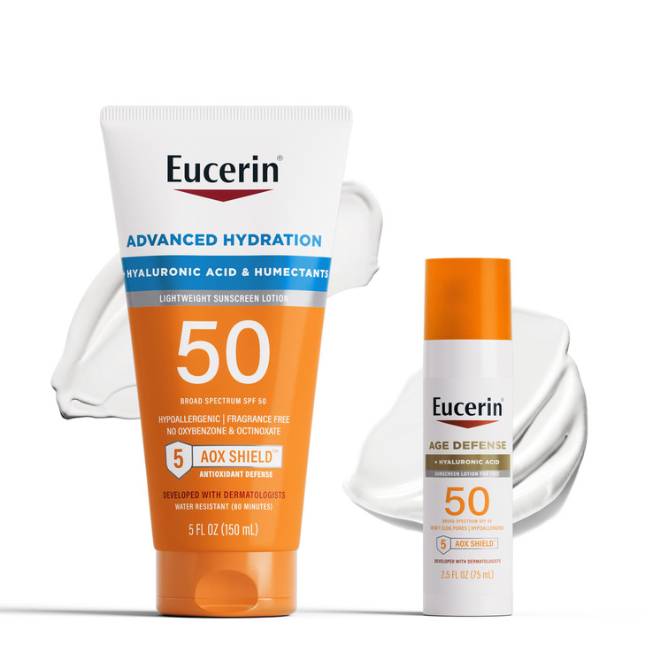 Eucerin Sun Advanced Hydration SPF 50 Sunscreen Lotion 5 Fl Oz Age Defense Face Sunscreen Lotion SPF 50 25 Fl Oz Hypoall