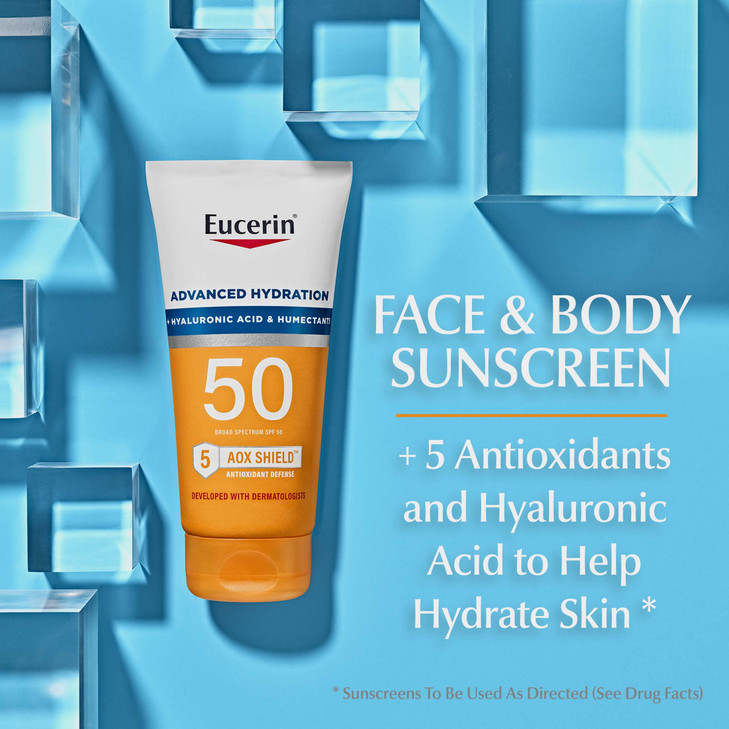 Eucerin Sun Advanced Hydration SPF 50 Sunscreen Lotion 5 Fl Oz Age Defense Face Sunscreen Lotion SPF 50 25 Fl Oz Hypoall