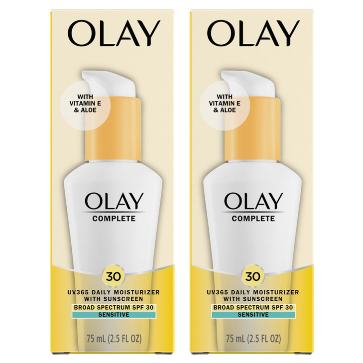 Olay Face Moisturizer Complete with Sunscreen SPF 30 FragranceFree for Sensistive Skin Broad Spectrum Sun Protection Lon