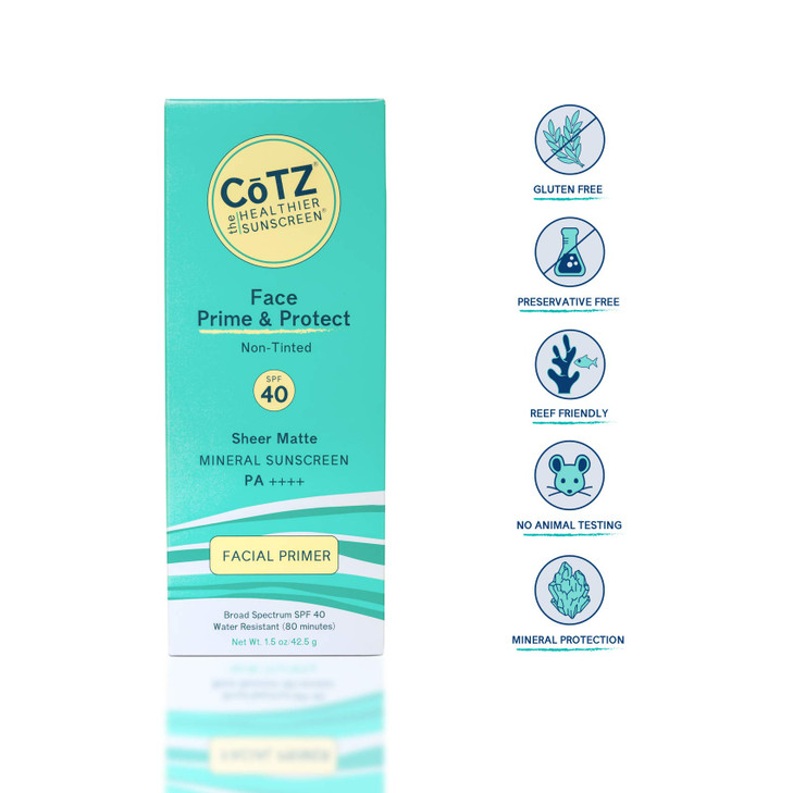 COTZ Face Prime Protect NonTinted Mineral Sunscreen and Facial Primer Broad Spectrum SPF 40 PA 15 oz 425 g