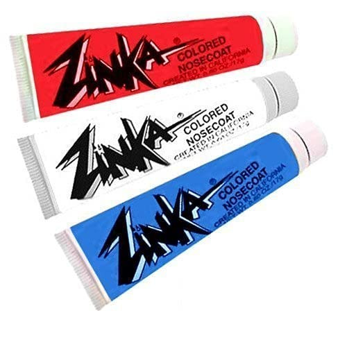 Zinka Colored Sunblock Zinc Waterproof Nosecoat 3 Pack Bundle Red White Blue