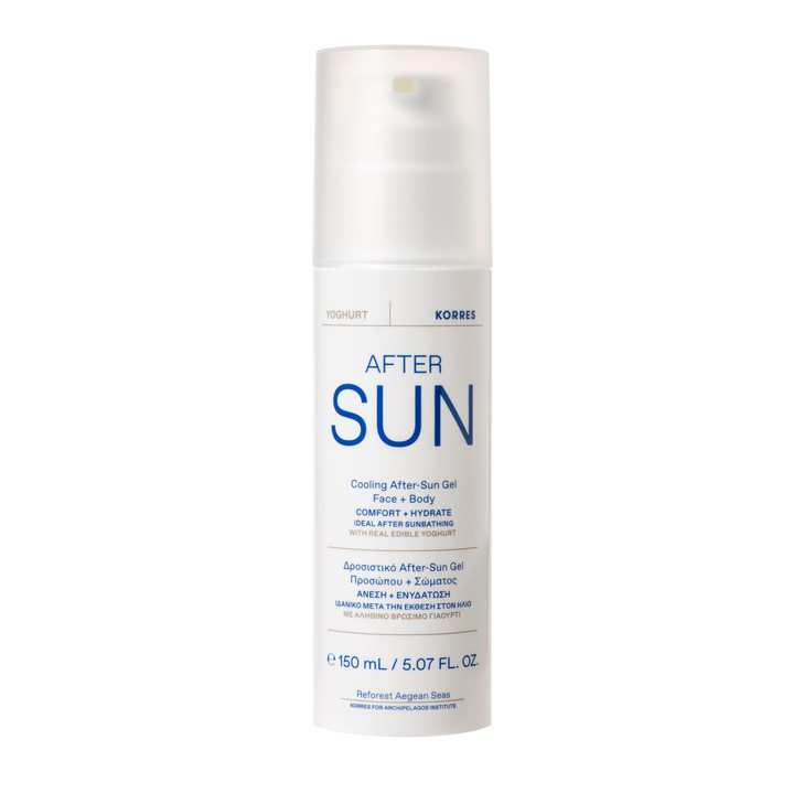 KORRES Greek Yoghurt Cooling After Sun Gel for Face Body Lightweight Hydrating Cream Gel with Natural Proteins Vitamins