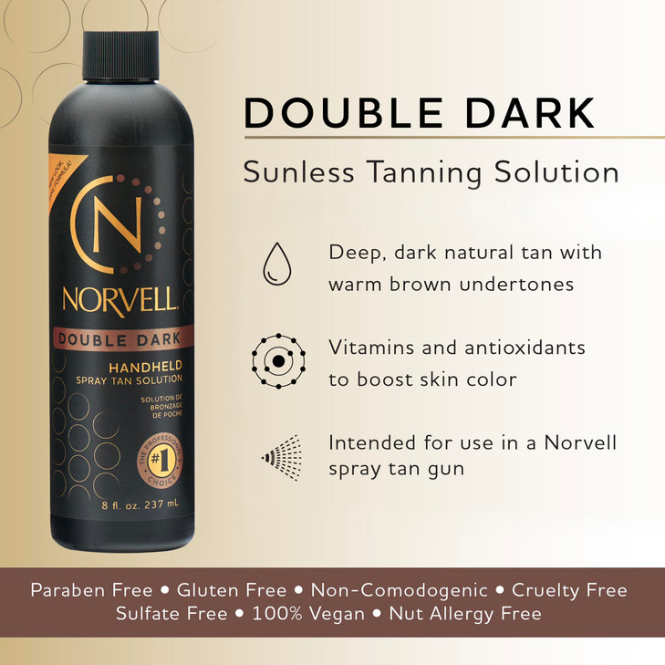 Norvell Premium Spray Tan Solution Double Dark 8 fl oz Professional Sunless Tanning Formula for Deep Rich Bronze Glow St