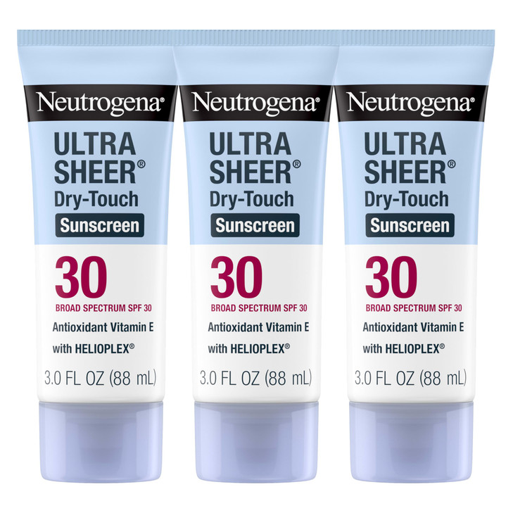 Neutrogena Ultra Sheer DryTouch Sunscreen for Face Body Helioplex SPF 30 Broad Spectrum UVAUVB Lightweight Water Resista