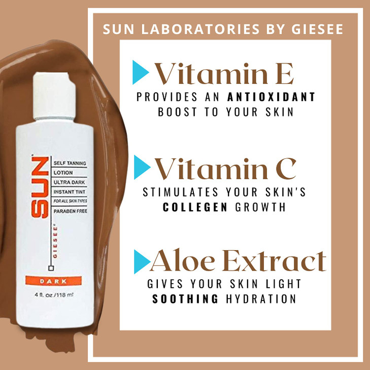 Sun Laboratories By Giesee Ultra Dark Self Tanning Lotion with Tanning Mitt Long Lasting Self Tanner for Face and Body I