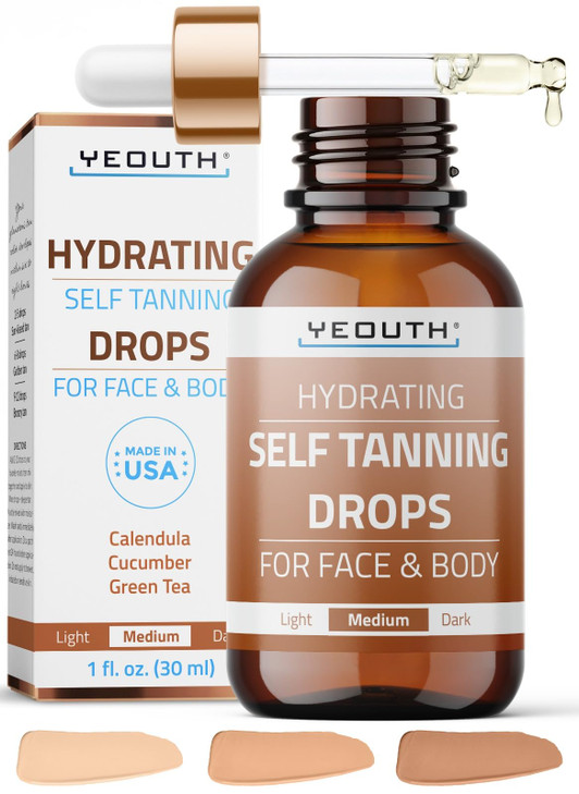 YEOUTH Face Tanning Drops to Add to Moisturizer Hydrating Medium Face Tanner Customizable Self Tan Facial Bronzing Drops