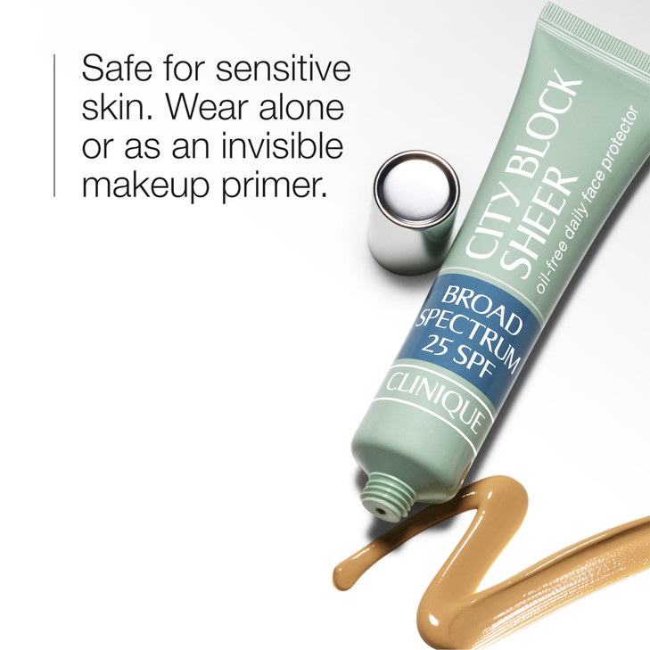 Clinique City Block Sheer Oil Free Daily Face Protector Broad Spectrum SPF 25 Lightweight Safe For Sensitive Skin 14 Fl
