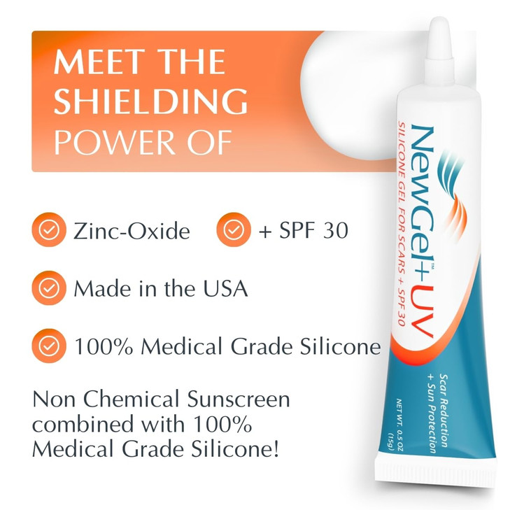MyNewGel Plus UV Advanced Silicone Scar Gel Old New Scars SPF30 Mineral nonchemical Sunscreen Ideal for Protecting Scars
