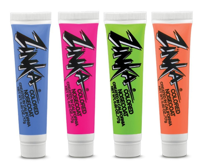 Zinka Colored Sunblock Zinc Waterproof Nosecoat 4 Pack Bundle 6oz Tube BluePinkGreenOrange