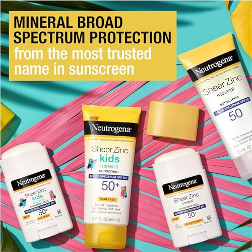 Neutrogena Sheer Zinc Oxide DryTouch Sunscreen Lotion with Broad Spectrum SPF 50 UVAUVB Protection WaterResistant Hypoal