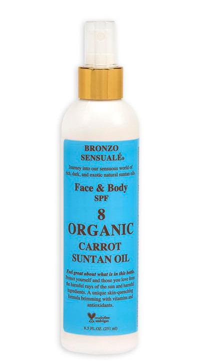 Bronzo Sensuale SPF 8 Sunscreen Protective Golden Tanning Organic Carrot Oil 85 Ounces