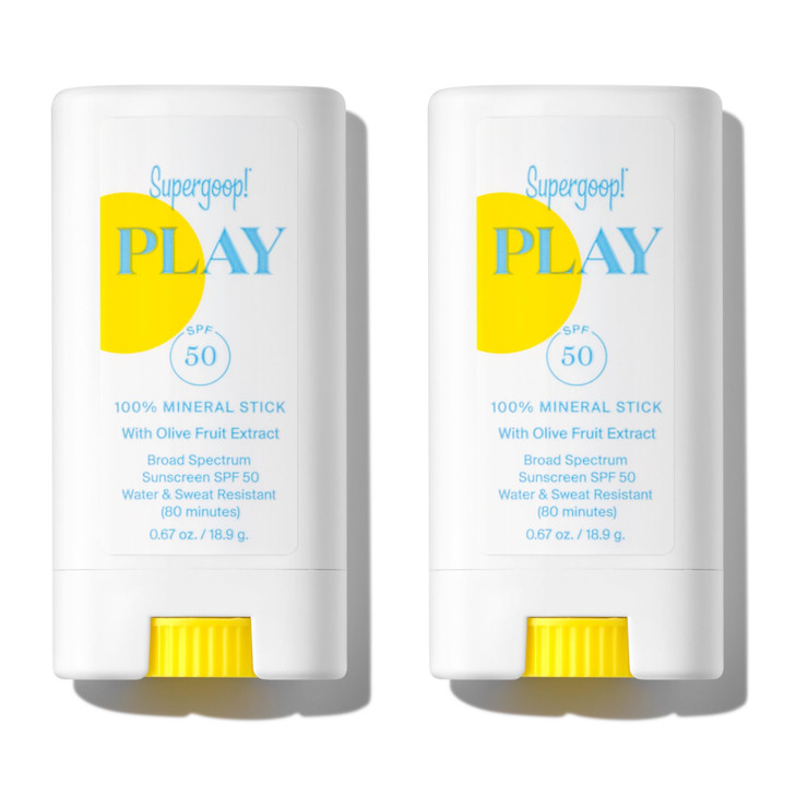 Supergoop PLAY Mineral Stick SPF 50 Pack of 2 067 oz OntheGo Broad Spectrum Face Sunscreen Water Resistant Vegan