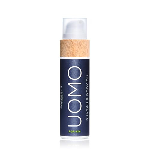 COCOSOLIS UOMO Tanning Accelerator for Men Organic Tanning Oil with Vitamin E Black Coconut Scent for a Fast Intensive T