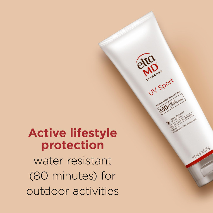 EltaMD UV Sport Sunscreen Lotion SPF 50 Body Sunscreen Water and Sweat Resistant OilFree Zinc Oxide Formula 8 oz Tube