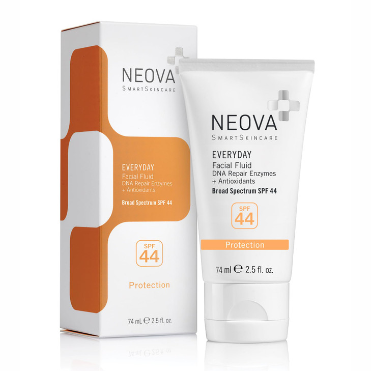 NEOVA SmartSkincare Facial Sunscreen Everyday Facial Fluid 25 fl Oz Broad Spectrum SPF 44 Hybrid Sun Defense Oil Free No