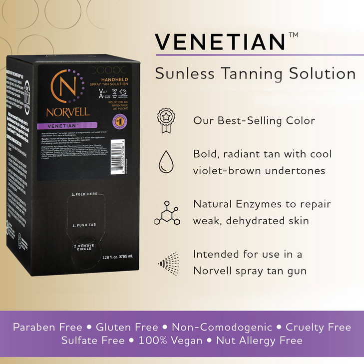 Norvell Premium Spray Tan Solution Venetian Gallon 128 fl oz Professional Sunless Tanning Formula for Natural Bronze Glo