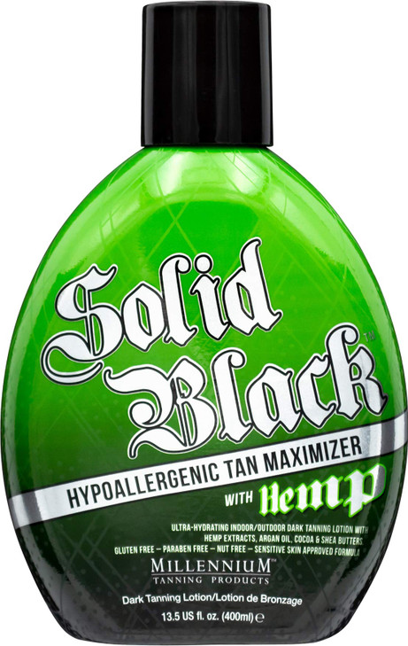 Millennium Tanning Solid Black Hypoallergenic Tan Maximizer With Hemp IndoorOutdoor Dark Tanning Lotion 13 oz
