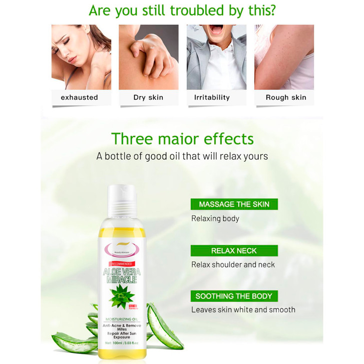 AICHUN BEAUTY Aloe Vera Moisturizing Oil AntiAcne Remove Mites Repair After Sun Exposure 100ml303floz