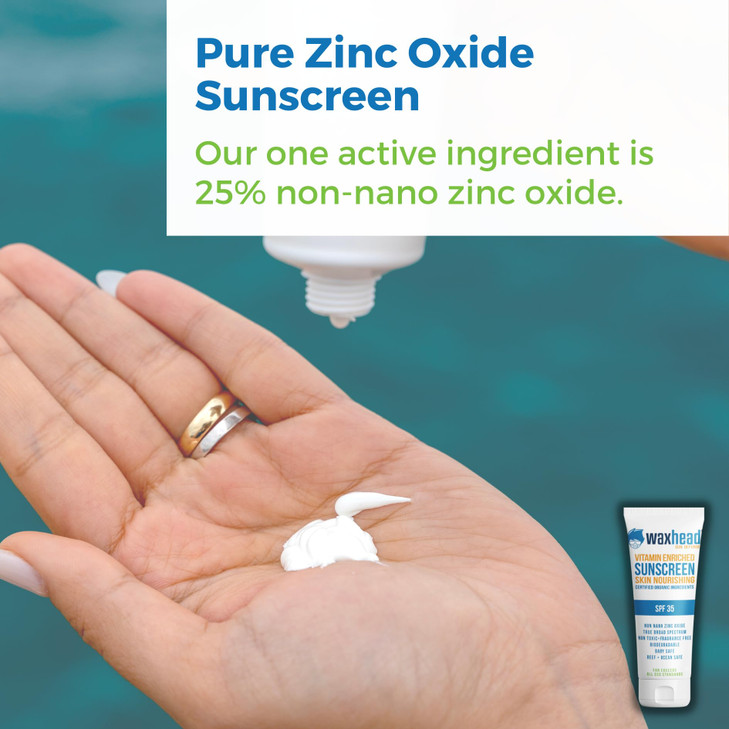 Waxhead NonNano Zinc Oxide Sunscreen EWG Sunscreen with Zinc Oxide for Face Body Mineral Natural NonToxic Pure Sunblock