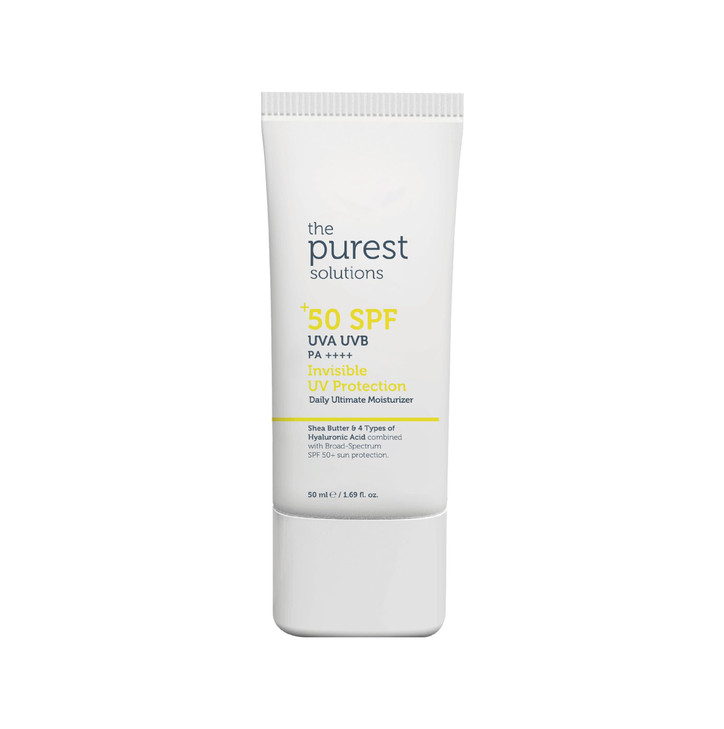 The Purest Solutions Invisible UV Protection Daily Intensive Moisturizer SPF 50 Hyaluronic Acid Shea Butter for Daily Hy