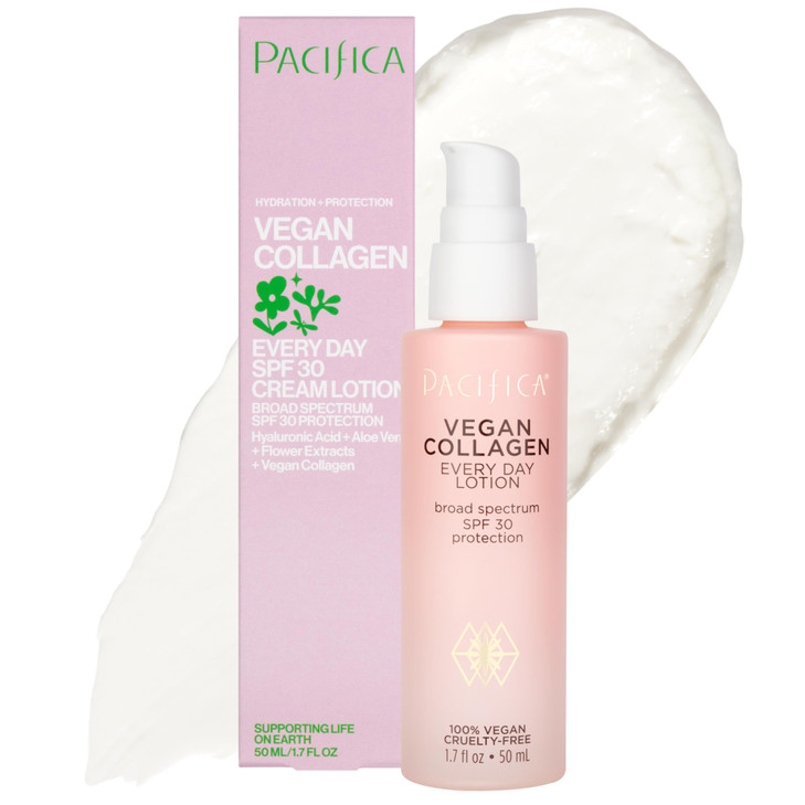 Pacifica Beauty Vegan Collagen SPF 30 Broad Spectrum Sunscreen Every Day Face Lotion UVAUVB Protection for All Skin Type