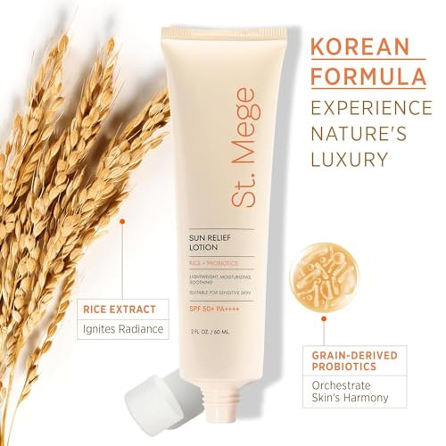 St Mege Rice Korean Lightweight Sunscreen Daily 50 PA Travel Size Sunscreen Lotion Reef Safe Asian Skincare Sunblock