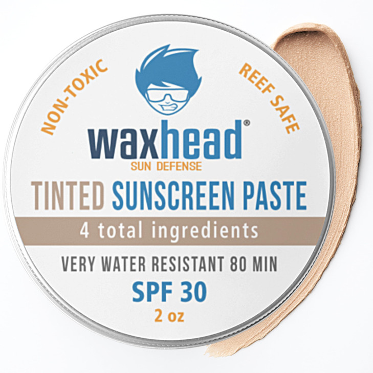 Waxhead Tinted Zinc Oxide Surf Sunscreen SPF 30 for Face 4 Ingredient Reef Safe Zinc Paste Waterproof Sunblock for Swimm