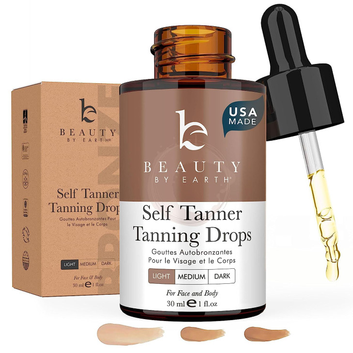 Self Tanning Drops for Face USA Made with Organic Natural Ingredients Bronzing Face Tanning Drops with Aloe Vera Non Tox