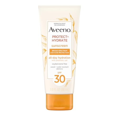 Aveeno Protect Hydrate Moisturizing Sunscreen Lotion with Broad Spectrum SPF 30 Prebiotic Oat Weightless Sweat WaterResi