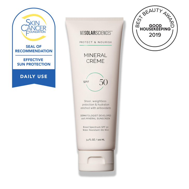 MDSolarSciences Mineral Crme Sunscreen SPF 50 WaterResistant Broad Spectrum UV Protection Zinc Oxide Formula with Antiox