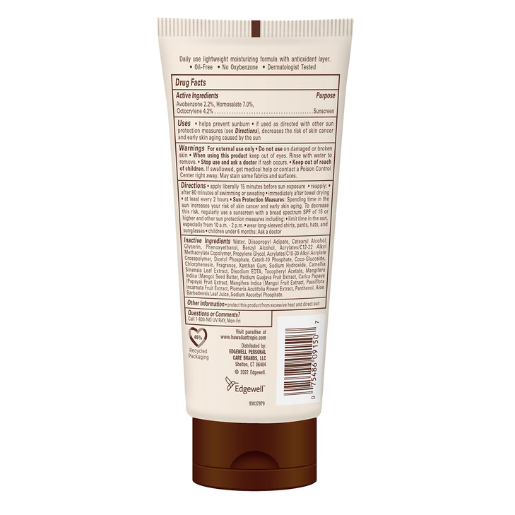 Hawaiian Tropic Skin Defense Sunscreen Lotion SPF 30 6oz With Green Tea Extract Body Lotion Oxybenzone Free