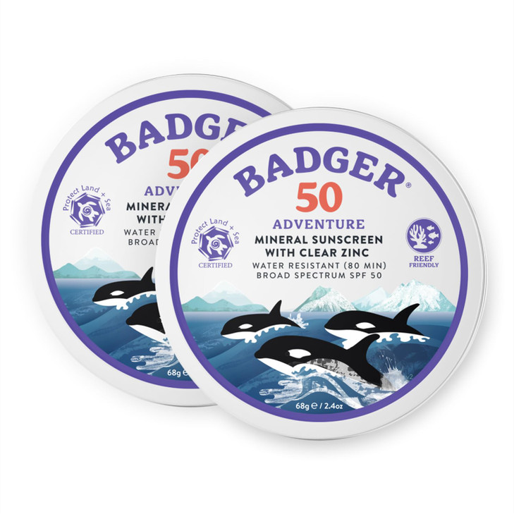Badger Biodegradable Reef Safe Sunscreen SPF 50 Mineral Sunscreen 98 Organic Ingredients Unscented Water Resistant Adven