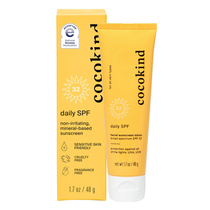 Cocokind Daily SPF Mineral Face Sunscreen with Zinc Oxide SPF 32 Reef Safe Unscented All Skin Types NonToxic Cruelty Fre