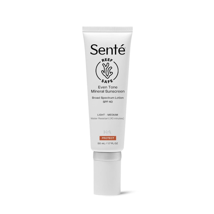 Sent Even Tone Mineral Sunscreen Tinted SPF 40 LightMedium Hydrating Lightweight Sun Protection Treatment for Redness Di