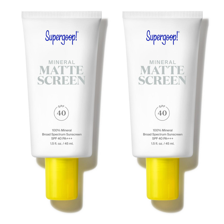 Supergoop Mineral Mattescreen SPF 40 Pack of 2 45 mL Mineral OilFree Broad Spectrum Sunscreen Smooths Skins Appearance M
