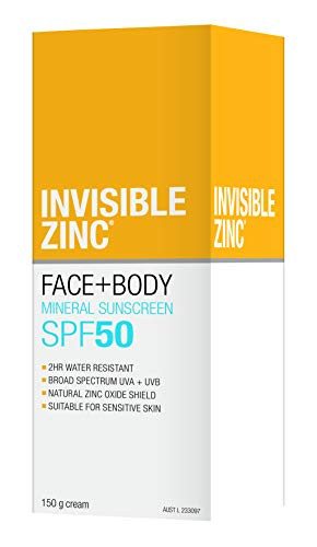 Invisible Zinc Face Body SunscreenSPF 50 UVA UVB 150g529oz