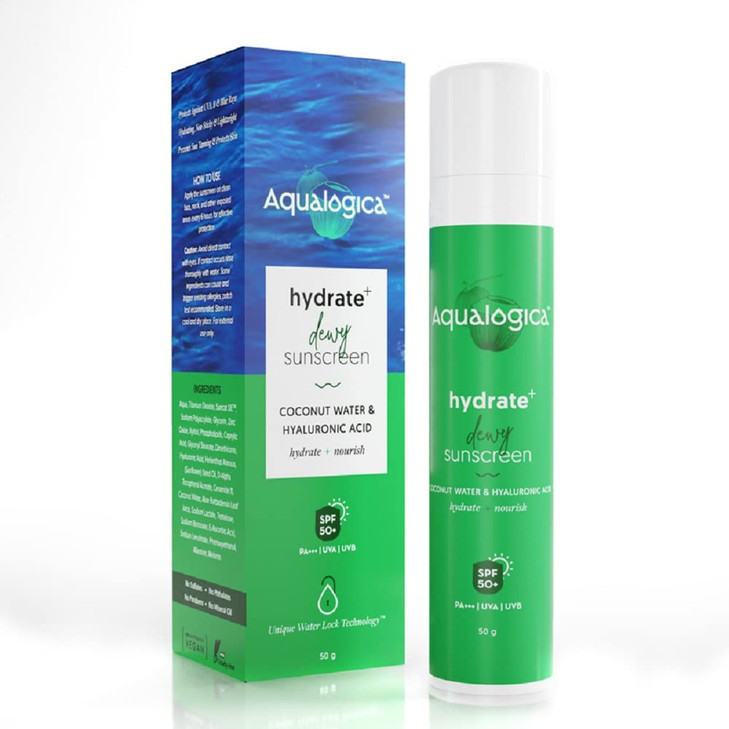 Aqualogica Hydrate Hyaluronic Acid SPF 50 Sunscreen with PA for UVAB Blue Light Protection Device Screen Light Sun Damag