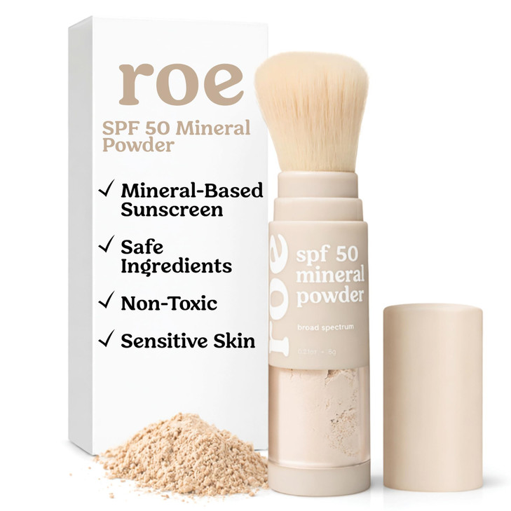 Roe Wellness Kids SPF 50 Brush On Mineral Sunscreen Powder EWG ReefFriendly Easy to Apply for Kids Babies Parents