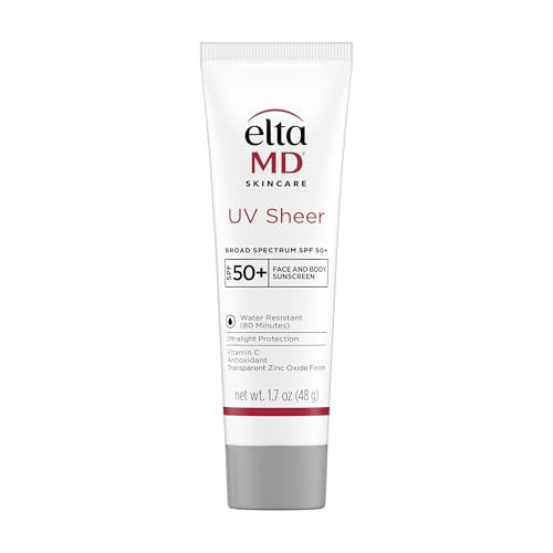 EltaMD UV Sheer Face and Body Sunscreen SPF 50 Oil Free No White Cast Sunscreen for Face and Body Zinc Oxide Formula 17