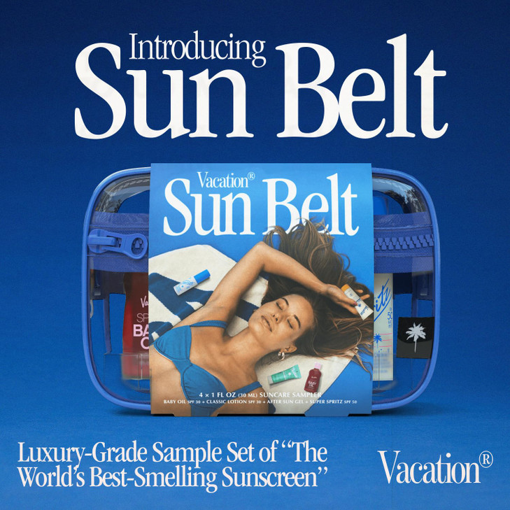 Vacation Sun Belt Sampler Includes Baby Oil SPF 30 Super Spritz SPF 50 Face Mist Classic Lotion SPF 30 After Sun GelFest