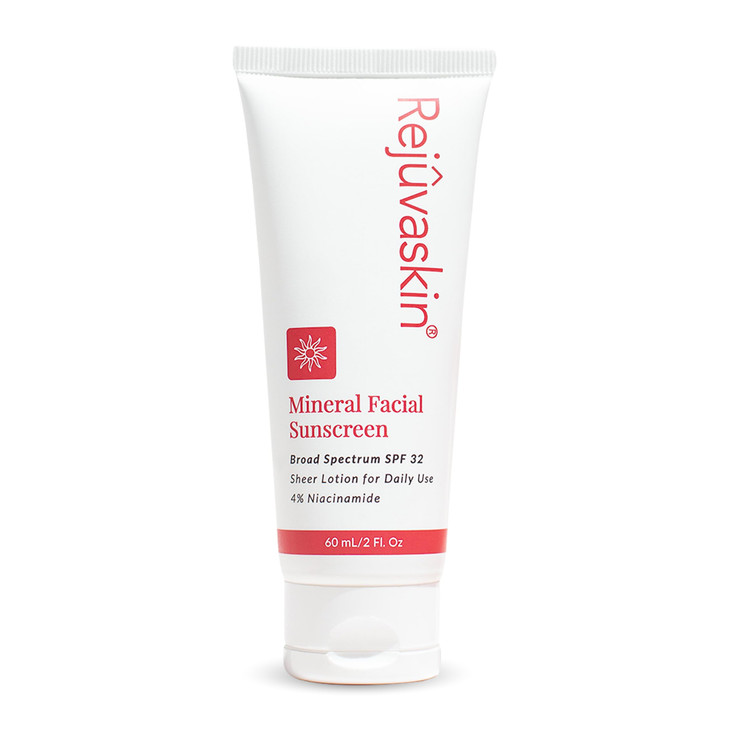 Rejuvaskin Mineral Facial Sunscreen Broad Spectrum SPF 32 for Sensitive and AcneProne Skin OilFree 338 fl oz 100ml