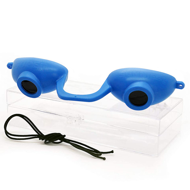 Super Sunnies EVO Flex UV Eye Protection FDA Compliant Tanning Bed Goggles Red Light Theraphy Eyeshields with Case Blue
